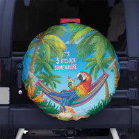 5 Oclock Somewhere Spare Tire Cover Hawaii Parrots Cocktail Summer Beach Vibe - Polynesian Pride