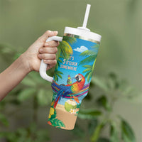 5 Oclock Somewhere Tumbler With Handle Hawaii Parrots Cocktail Summer Beach Vibe - Polynesian Pride