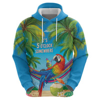 5 Oclock Somewhere Zip Hoodie Hawaii Parrots Cocktail Summer Beach Vibe - Polynesian Pride