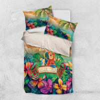 5 Oclock Somewhere Personalized Bedding Set Hawaii Parrots Plumeria Summer Vibe - Polynesian Pride
