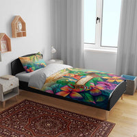 5 Oclock Somewhere Personalized Bedding Set Hawaii Parrots Plumeria Summer Vibe - Polynesian Pride