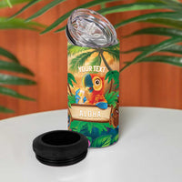 5 Oclock Somewhere Personalized 4 in 1 Can Cooler Tumbler Hawaii Parrots Plumeria Summer Vibe - Polynesian Pride