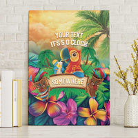 5 Oclock Somewhere Personalized Canvas Wall Art Hawaii Parrots Plumeria Summer Vibe - Polynesian Pride