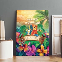 5 Oclock Somewhere Personalized Canvas Wall Art Hawaii Parrots Plumeria Summer Vibe - Polynesian Pride