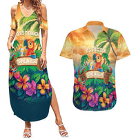 5 Oclock Somewhere Personalized Couples Matching Summer Maxi Dress and Hawaiian Shirt Hawaii Parrots Plumeria Summer Vibe LT9 Yellow - Polynesian Pride