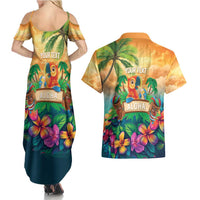 5 Oclock Somewhere Personalized Couples Matching Summer Maxi Dress and Hawaiian Shirt Hawaii Parrots Plumeria Summer Vibe LT9 - Polynesian Pride