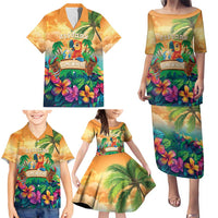 5 Oclock Somewhere Personalized Family Matching Puletasi and Hawaiian Shirt Hawaii Parrots Plumeria Summer Vibe LT9 - Polynesian Pride