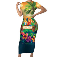 5 Oclock Somewhere Personalized Family Matching Short Sleeve Bodycon Dress and Hawaiian Shirt Hawaii Parrots Plumeria Summer Vibe - Polynesian Pride