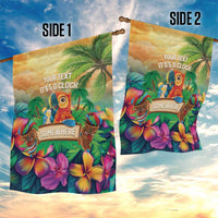 5 Oclock Somewhere Personalized Garden Flag Hawaii Parrots Plumeria Summer Vibe - Polynesian Pride
