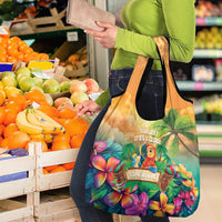 5 Oclock Somewhere Personalized Grocery Bag Hawaii Parrots Plumeria Summer Vibe LT9 - Polynesian Pride