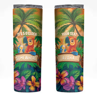 5 Oclock Somewhere Personalized Skinny Tumbler Hawaii Parrots Plumeria Summer Vibe - Polynesian Pride