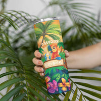 5 Oclock Somewhere Personalized Skinny Tumbler Hawaii Parrots Plumeria Summer Vibe - Polynesian Pride