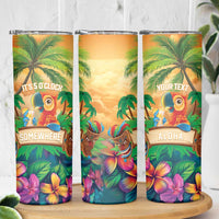 5 Oclock Somewhere Personalized Skinny Tumbler Hawaii Parrots Plumeria Summer Vibe - Polynesian Pride