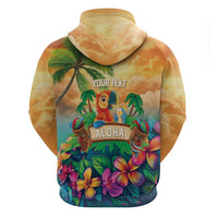 5 Oclock Somewhere Personalized Zip Hoodie Hawaii Parrots Plumeria Summer Vibe - Polynesian Pride