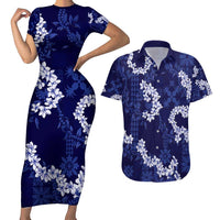 Mokihana Maile and Ilima Leis Couples Matching Short Sleeve Bodycon Dress and Hawaiian Shirt Uliuli Hawaiian Tapa Quilt Pattern - Polynesian Pride