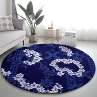 Mokihana Maile and Ilima Leis Round Carpet Uliuli Hawaiian Tapa Quilt Pattern - Polynesian Pride