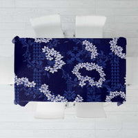 Mokihana Maile and Ilima Leis Tablecloth Uliuli Hawaiian Tapa Quilt Pattern LT9 Blue - Polynesian Pride