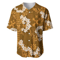 Mokihana Maile and Ilima Leis Baseball Jersey Alani Hawaiian Tapa Quilt Pattern - Polynesian Pride