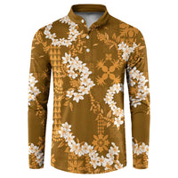 Mokihana Maile and Ilima Leis Button Sweatshirt Alani Hawaiian Tapa Quilt Pattern - Polynesian Pride