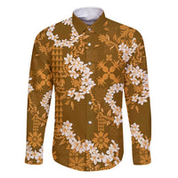 Mokihana Maile and Ilima Leis Family Matching Off Shoulder Short Dress and Hawaiian Shirt Alani Hawaiian Tapa Quilt Pattern - Polynesian Pride