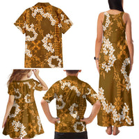 Mokihana Maile and Ilima Leis Family Matching Tank Maxi Dress and Hawaiian Shirt Alani Hawaiian Tapa Quilt Pattern - Polynesian Pride