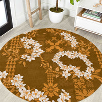 Mokihana Maile and Ilima Leis Round Carpet Alani Hawaiian Tapa Quilt Pattern - Polynesian Pride