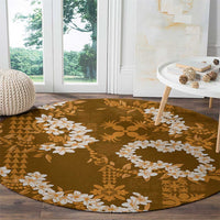 Mokihana Maile and Ilima Leis Round Carpet Alani Hawaiian Tapa Quilt Pattern - Polynesian Pride