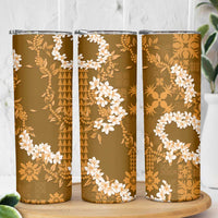 Mokihana Maile and Ilima Leis Skinny Tumbler Alani Hawaiian Tapa Quilt Pattern - Polynesian Pride