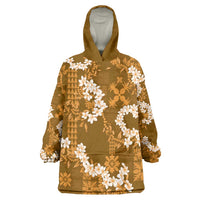 Mokihana Maile and Ilima Leis Wearable Blanket Hoodie Alani Hawaiian Tapa Quilt Pattern - Polynesian Pride