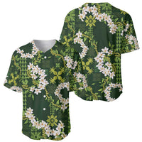 Mokihana Maile and Ilima Leis Baseball Jersey Omaʻomaʻo Hawaiian Tapa Quilt Pattern - Polynesian Pride