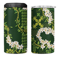 Mokihana Maile and Ilima Leis 4 in 1 Can Cooler Tumbler Omaʻomaʻo Hawaiian Tapa Quilt Pattern - Polynesian Pride
