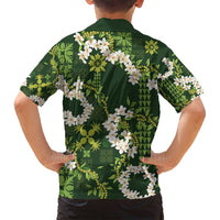 Mokihana Maile and Ilima Leis Family Matching Long Sleeve Bodycon Dress and Hawaiian Shirt Omaʻomaʻo Hawaiian Tapa Quilt Pattern LT9 - Polynesian Pride