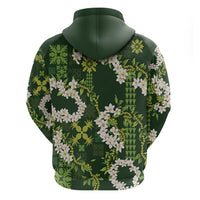 Mokihana Maile and Ilima Leis Hoodie Omaʻomaʻo Hawaiian Tapa Quilt Pattern - Polynesian Pride