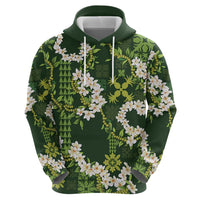 Mokihana Maile and Ilima Leis Hoodie Omaʻomaʻo Hawaiian Tapa Quilt Pattern - Polynesian Pride