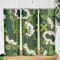 Mokihana Maile and Ilima Leis Skinny Tumbler Omaʻomaʻo Hawaiian Tapa Quilt Pattern LT9 - Polynesian Pride