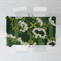 Mokihana Maile and Ilima Leis Tablecloth Omaʻomaʻo Hawaiian Tapa Quilt Pattern LT9 Green - Polynesian Pride