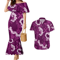 Mokihana Maile and Ilima Leis Couples Matching Mermaid Dress and Hawaiian Shirt Akala Hawaiian Tapa Quilt Pattern - Polynesian Pride