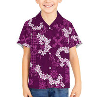Mokihana Maile and Ilima Leis Family Matching Long Sleeve Bodycon Dress and Hawaiian Shirt Akala Hawaiian Tapa Quilt Pattern LT9 Son's Shirt Pink - Polynesian Pride