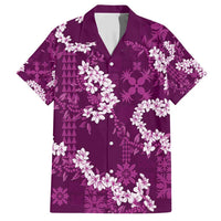 Mokihana Maile and Ilima Leis Family Matching Short Sleeve Bodycon Dress and Hawaiian Shirt Akala Hawaiian Tapa Quilt Pattern LT9 Dad's Shirt - Short Sleeve Pink - Polynesian Pride