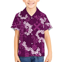 Mokihana Maile and Ilima Leis Family Matching Short Sleeve Bodycon Dress and Hawaiian Shirt Akala Hawaiian Tapa Quilt Pattern LT9 Son's Shirt Pink - Polynesian Pride