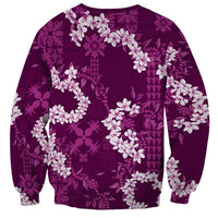 Mokihana Maile and Ilima Leis Sweatshirt Akala Hawaiian Tapa Quilt Pattern - Polynesian Pride