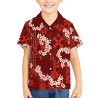 Mokihana Maile and Ilima Leis Family Matching Off The Shoulder Long Sleeve Dress and Hawaiian Shirt Ulaʻula Hawaiian Tapa Quilt Pattern - Polynesian Pride