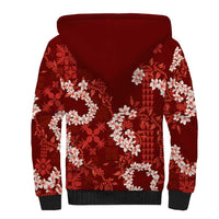 Mokihana Maile and Ilima Leis Sherpa Hoodie Ulaʻula Hawaiian Tapa Quilt Pattern - Polynesian Pride