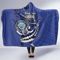 Personalized FSM 1986 Independence Day Hooded Blanket Polynesian Shark Tattoo Style