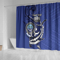 Personalized FSM 1986 Independence Day Shower Curtain Polynesian Shark Tattoo Style LT9 - Polynesian Pride