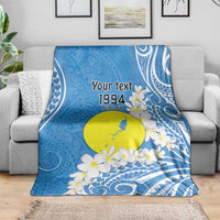 Personalized Palau 1994 Belau Rekid Blanket Polynesian Plumeria Style