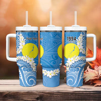 Personalized Palau 1994 Belau Rekid Tumbler With Handle Polynesian Plumeria Style