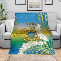 Personalised Tuvalu 1978 Independence Day Blanket Polynesian Plumeria Style