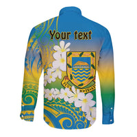 Personalised Tuvalu 1978 Independence Day Long Sleeve Button Shirt Polynesian Plumeria Style