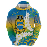 Personalised Tuvalu 1978 Independence Day Zip Hoodie Polynesian Plumeria Style